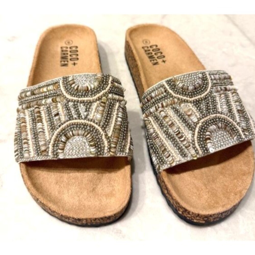 Coco + Carmen Jolie Slide Sandals Size 9 Beaded NEW